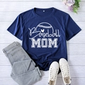 Dark blue Baseball Mom t-shirt with heart graphic flat lay on wooden background - Navy Blue