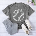 Dark grey Game Day baseball print t-shirt paired with jeans and white sneakers - Dark Gray