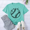 Mint green Game Day baseball print t-shirt in XXL size paired with denim jeans and shoes - Deep Water Blue