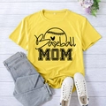 Yellow Baseball MOM graphic t-shirt with heart detail and round neck in XXL size - Yellow