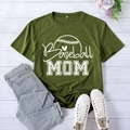 Army green Baseball Mom print T-shirt for women in casual summer style and XXL size - Army Green