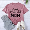 Flat lay of Rose Pink Baseball Mom T-shirt with blue jeans and white sneakers - Rose Gold