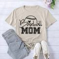 Beige Baseball Mom t-shirt with heart graphic and comfortable cotton blend fabric - Sand