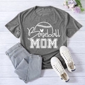 Grey Baseball MOM print T-shirt with blue jeans and sneakers on white wooden background - Dark Gray
