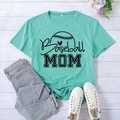 Mint green Baseball Mom printed short sleeve t-shirt in size XXL with casual styling - Deep Water Blue
