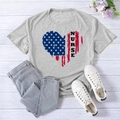 Grey nurse t-shirt with heart US flag print on light wood background flat lay - S / Light Grey (Black Font)