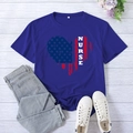 Dark blue nurse t-shirt with American flag heart print paired with blue denim jeans - S / Vintage Blue (White Font)