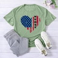 Short sleeve sage green nurse heart American flag print t-shirt in size 2XL - S / Olive Green (Black Font)