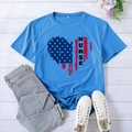Blue short-sleeve nurse t-shirt with American flag heart print and XXL size tag - S / Lake Blue (Black Font)
