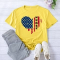 Yellow XXL nurse heart flag print t-shirt flat lay with jeans and sneakers - S / Yellow (Black Font)