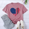 Pink nurse heart t-shirt with American flag pattern and casual summer style - S / Rose Gold (Black Font)