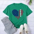 Women's green nurse heart print t-shirt in soft cotton, paired with casual denim jeans - S / Dark Green (White Font)