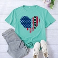 Mint green nurse t-shirt with heart flag print and XXL size tag on flat lay view - S / Deep Water Blue (Black Font)