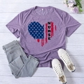 Purple crew neck T-shirt with heart nurse print, flat lay style with jeans and sneakers - S / Purple (Black Font)