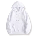 Classic white hooded sweatshirt for women featuring front kangaroo pocket and drawstring hood - M / White