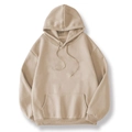 Women's oversized beige hooded sweatshirt with front kangaroo pocket and drawstring hood - S / Apricot