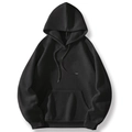 Women's black solid color oversized hoodie with drawstring hood and kangaroo pocket - S / Black