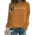 Ginger yellow Love Like Jesus printed crewneck sweatshirt for women in a loose fit - S / Ginger (White Text)