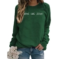 Dark green crewneck sweatshirt with white Love Like Jesus heart graphic print - S / Green (White Font)