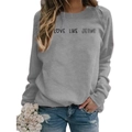 Grey crewneck sweatshirt featuring black Love Like Jesus graphic print for women - S / Grey (Black Font)