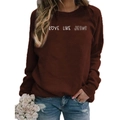 Dark brown Love Like Jesus sweatshirt for women with white heart print and round neck - S / Coffee (White Font)