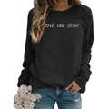 Loose black crewneck sweatshirt featuring white Love Like Jesus slogan print - S / Dark Gray (White Font)