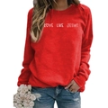 Women's red crewneck sweatshirt with white Love Like Jesus printed text design - S / Red (White Font)