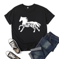 T-shirt noir avec imprimé cheval présenté avec un jean denim et des baskets - L / Noir