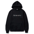 Sudadera negra con capucha y estampado de letras Friends con bolsillo de canguro - S / Negro