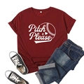 Flat lay of maroon Pitch Please baseball t-shirt with ripped jeans and canvas shoes - Burgundy