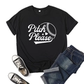 Flat lay of black Pitch Please baseball print t-shirt with jeans and canvas sneakers - Black