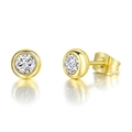 Minimalist 4mm round white zircon stud earrings with gold plating and butterfly back - 6mm / Gold Plated White Zirconia