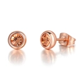 Rose gold 4mm round amber zircon stud earrings with classic butterfly backings - 6mm / Rose Gold Color - Champagne Zirconia