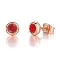4mm round red cubic zirconia stud earrings in rose gold finish with butterfly back - 6mm / Rose Gold Red Stone