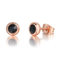4mm round black zircon stud earrings with rose gold finish and butterfly backings - 6mm / Rose Gold Black Zirconia