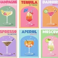 Set of 6 colorful retro pop cocktail diamond painting designs on premium velvet fabric - Cocktail Series (18) / 20x30cm