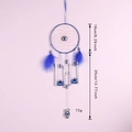 Blauer Eulen-Traumfänger mit Federn und Windspiel als böser Blick Deko - Ms9473 / Wie abgebildet