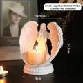 White wing praying angel candle holder sculpture, 14.5x14.5cm elegant resin figurine - Pure White - Small Angel Candlestick (No Candle)