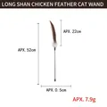 Interactive cat teaser toy featuring natural pheasant feathers and a black flexible handle - Long Pheasant Feather Teaser