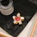 Bohemian frangipani hair claw with gradient pink petals and gold metal clip - Large (5.5CM) / 1# Pearl White Shell