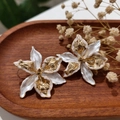 2603197b Gold Color-blocked Flower Earrings