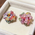 2603180 Colorful Pebble Crystal Beaded Earrings