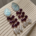 2603232 Amethyst Irregular Pearl Tassel Earrings