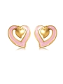 Elegante 18k vergulde hart oorbellen met roze emaille en hol ontwerp - Roze Emaille Hart Stijl (FYD6146EH-pink)