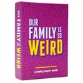 Our Family Is So Weird card game box for family parties in deep purple and yellow - Fun Family Gathering