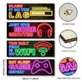 Neon style gaming wall plaques set of 4, wooden controller signs for teen room decor - Style E (Without Light) (Set of 4) / Black