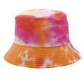 Tie-dye bucket hat with pink and orange patterns, reversible cotton summer sun cap - M (56-58cm) / Yellow Rose Red