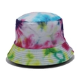 Tie-dye reversible bucket hat in vibrant blue pink and yellow gradients for summer sun - M (56-58cm) / Green
