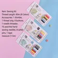 Portable pink and blue sewing kit set including 8-color threads and various tools - 9988 Sewing Kit Set