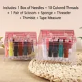 Pink portable sewing kit box with colorful threads, scissors, and essential tools - 8905 House Shaped Sewing Kit